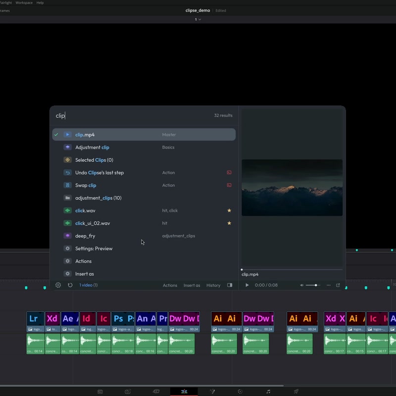 Find it, drop it in, keep editing.